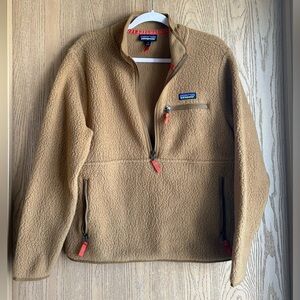 Patagonia Brown Fleece Pullover with Orange Accents